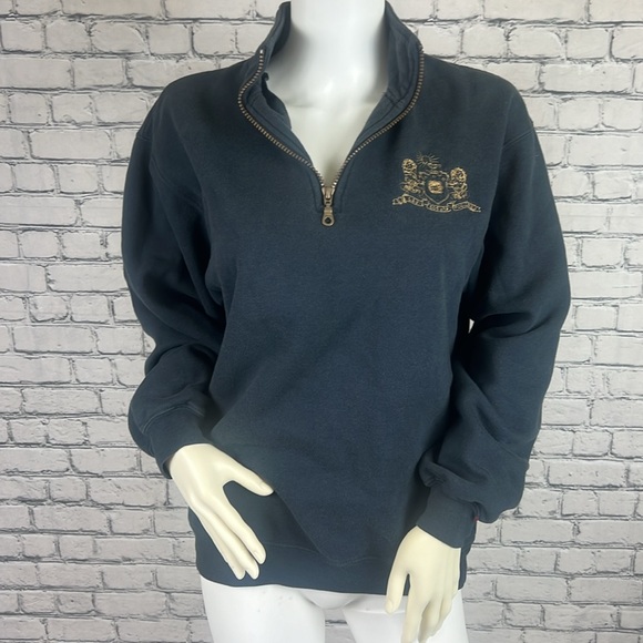 Sweaters - Navy Phi Mu Quarter zip Sweatshirt - Embroidered